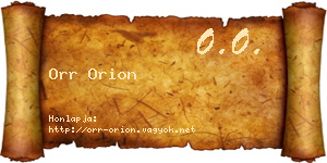 Orr Orion névjegykártya